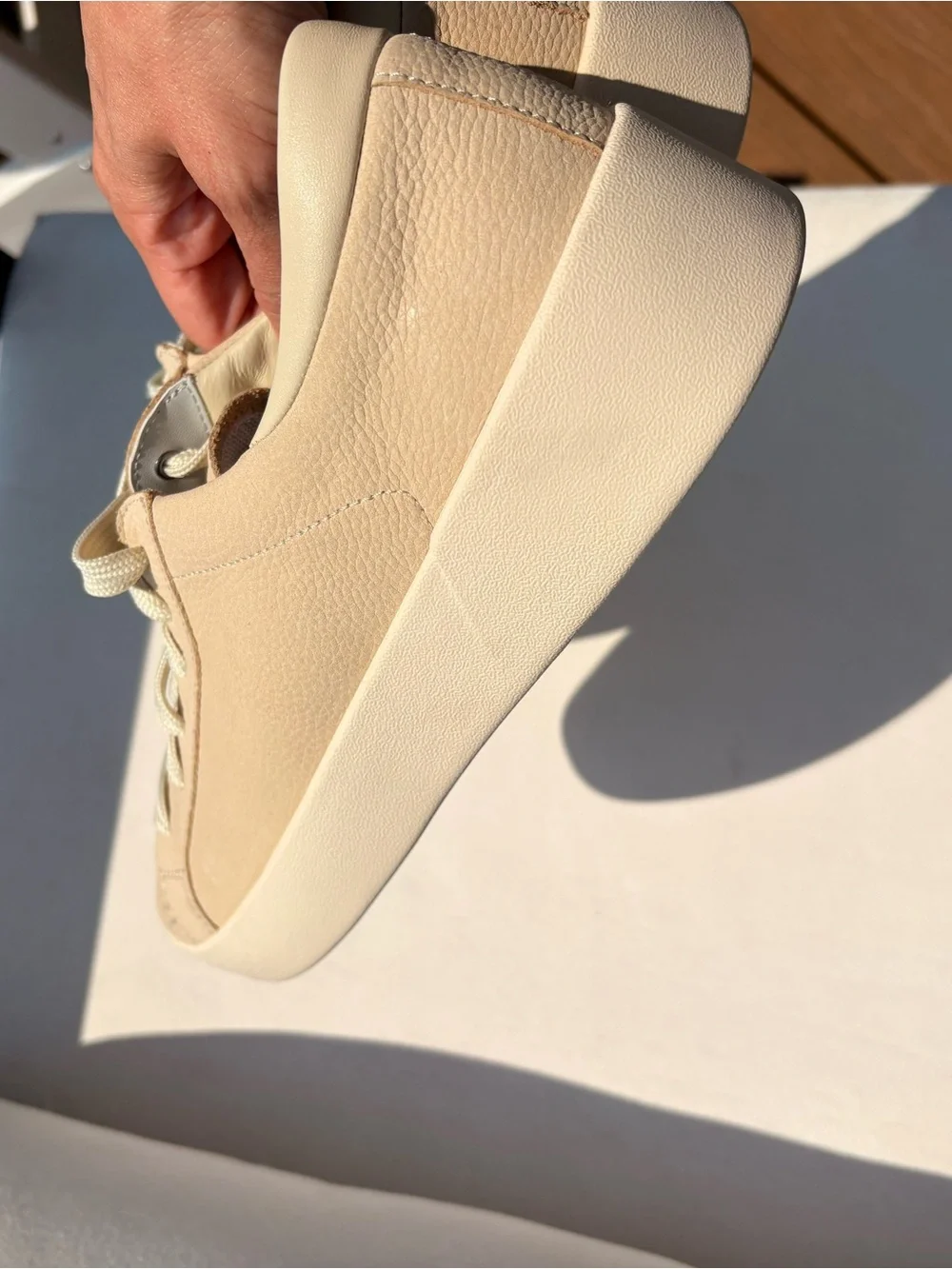 BOSS Men's Beige Leather Low-Top Sneakers